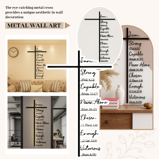 Metalen kruis muurkunst met Jezus kruisbeeld