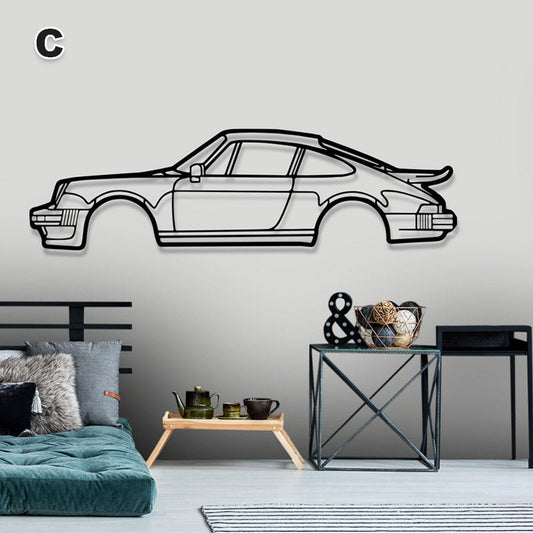 Ijzeren sportwagen silhouet muurhanger