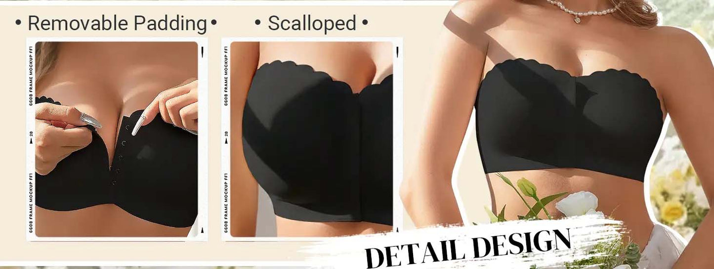 🔥Laatste dag ❤️Naadloze strapless bandeau-bh met voorsluiting