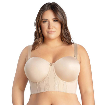 De strapless bh met lage rug
