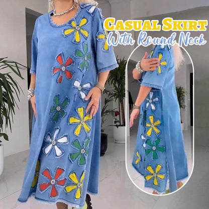 ✨Nieuwe aankomst 2025🌸Casual rok met ronde hals