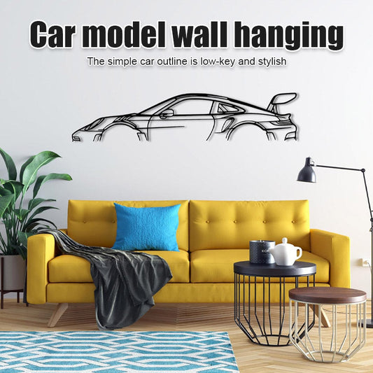 Ijzeren sportwagen silhouet muurhanger