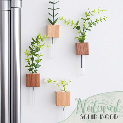 Houten bloemstuk koelkastmagneet