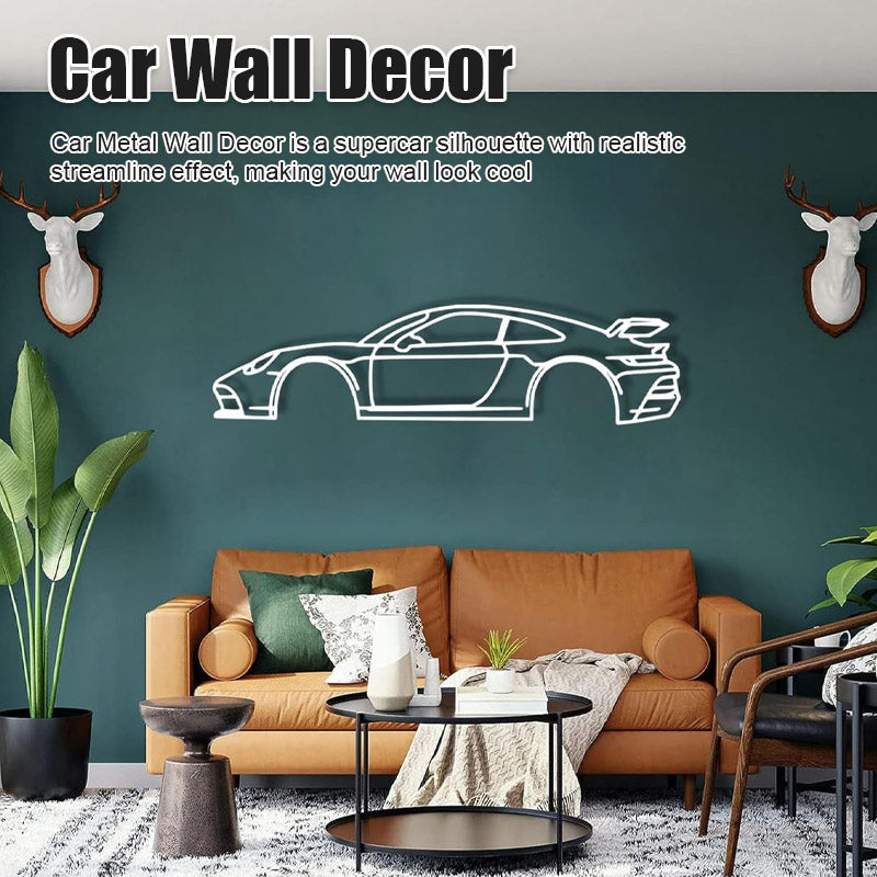 Ijzeren sportwagen silhouet muurhanger