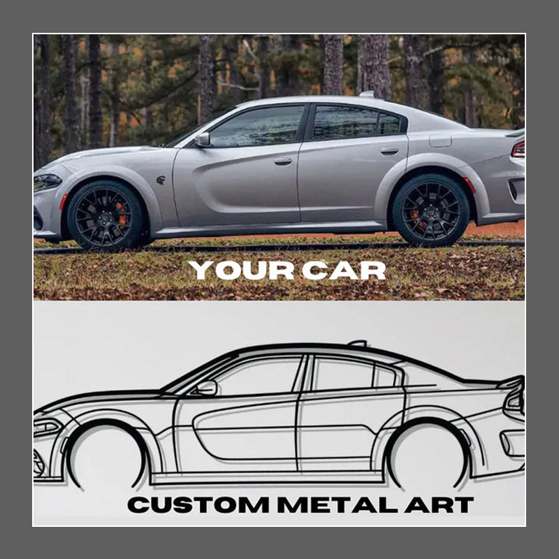 Ijzeren sportwagen silhouet muurhanger