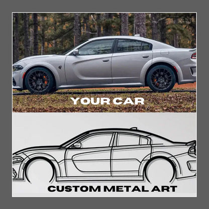 Ijzeren sportwagen silhouet muurhanger