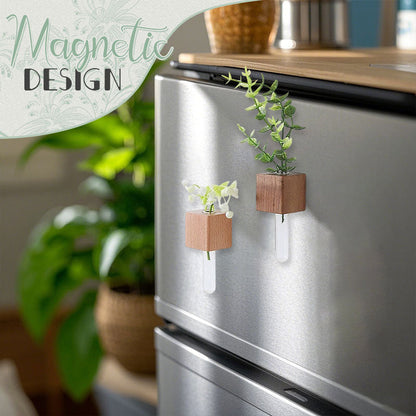 Houten bloemstuk koelkastmagneet