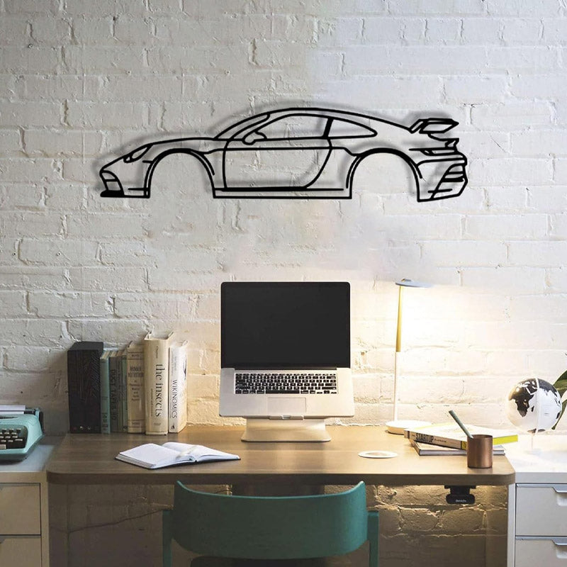 Ijzeren sportwagen silhouet muurhanger