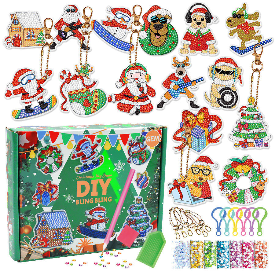 🎄✨Kerst DIY Diamond schilderij sleutelhanger set✨🎄