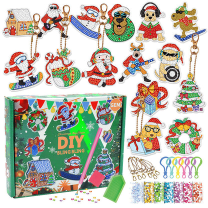 🎄✨Kerst DIY Diamond schilderij sleutelhanger set✨🎄