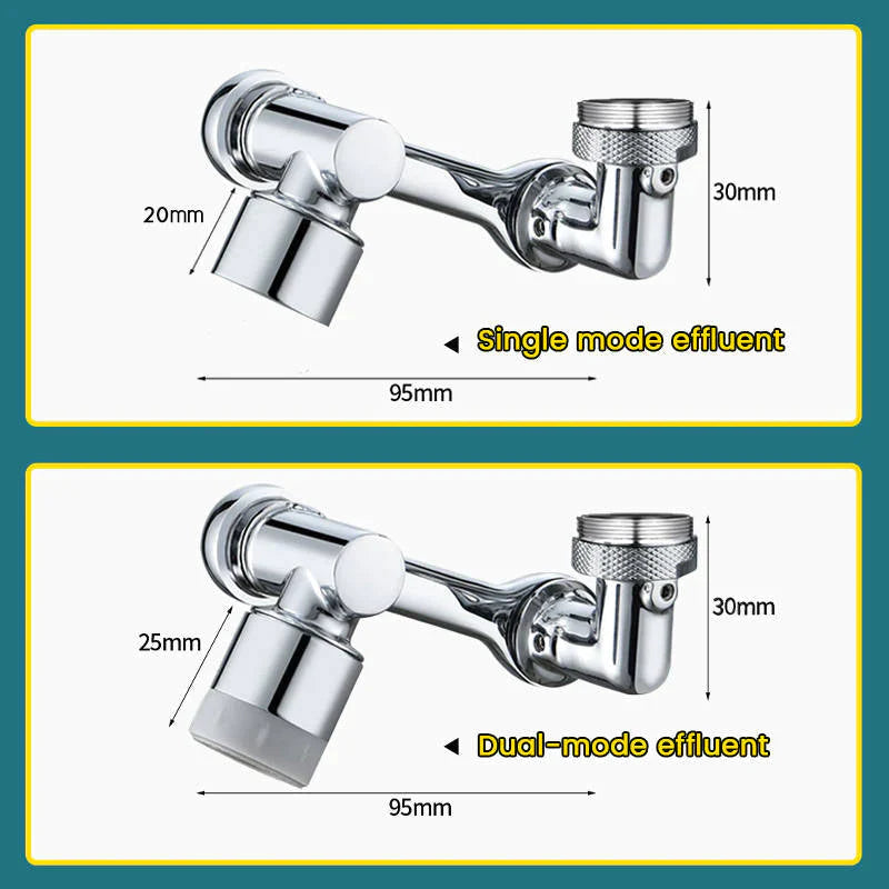 1080° groothoek draaibare spatwaterfilterkraan