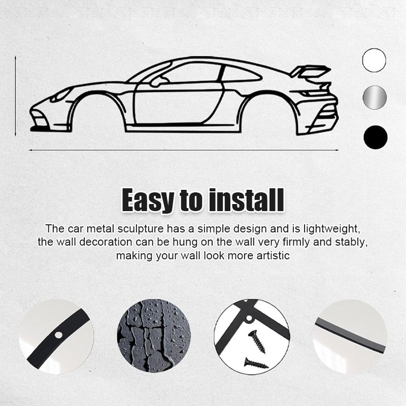 Ijzeren sportwagen silhouet muurhanger