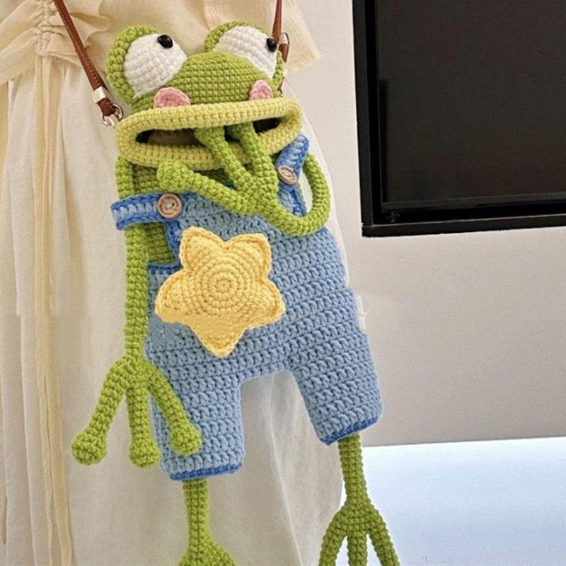 DIY gehaakte schoudertas met grote kikkermond