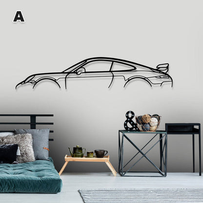 Ijzeren sportwagen silhouet muurhanger