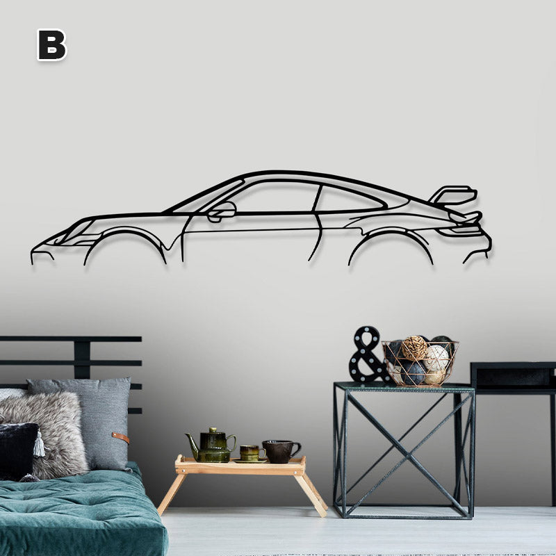 Ijzeren sportwagen silhouet muurhanger