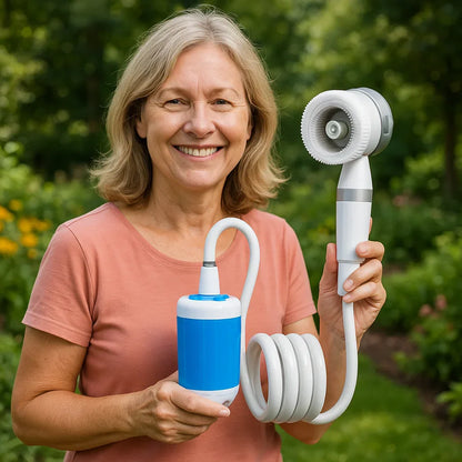 Draagbare waterpomp: set met slang en sproeiers