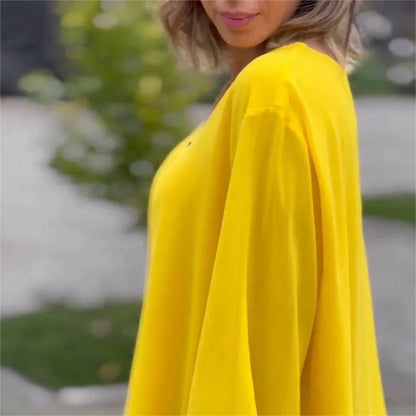 ✨Dubbellaagse V-hals ritssluiting 3/4 mouwen zachte tops